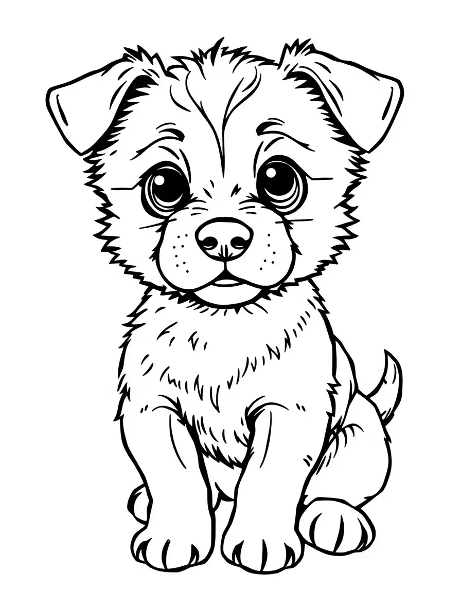 A cute puppy is sitting and he is very happy