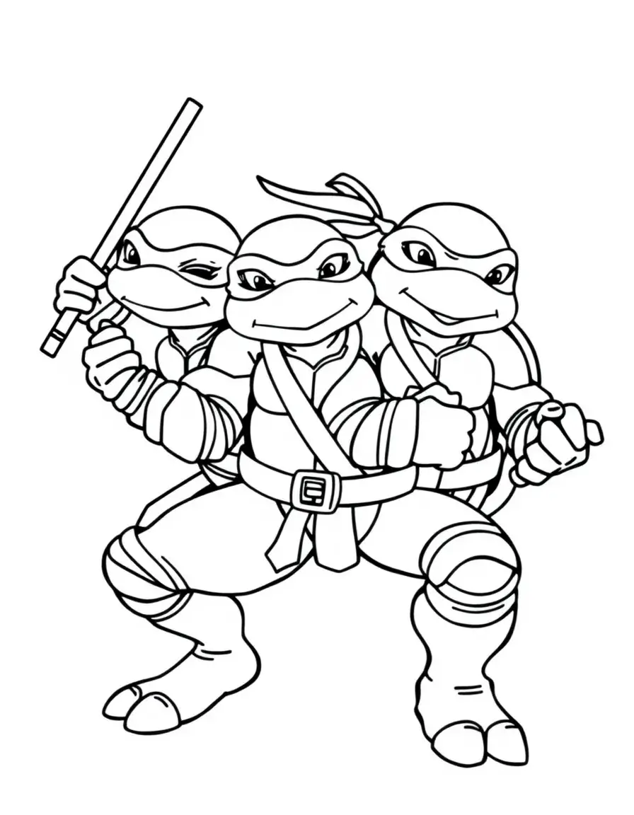 three easy ninja turtles ready to fight