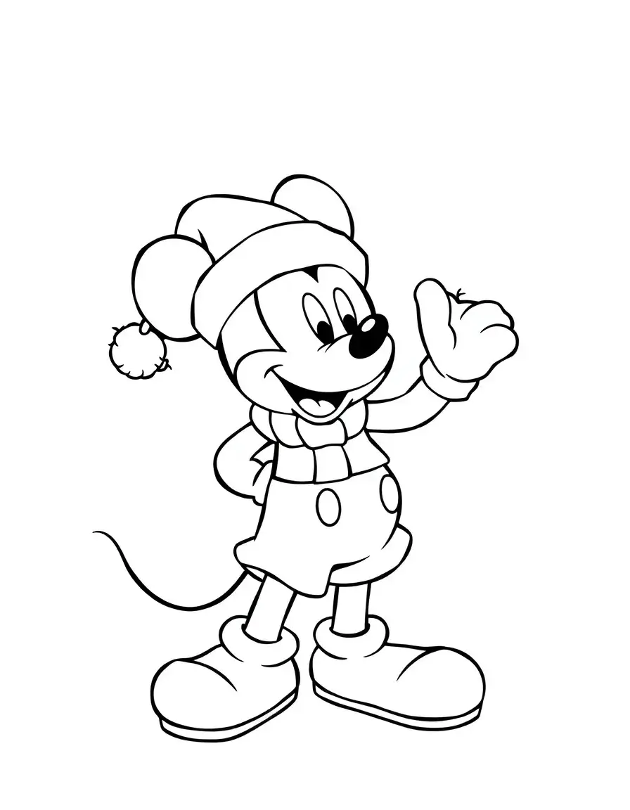 A Mickey Mouse is celebrating Christmas