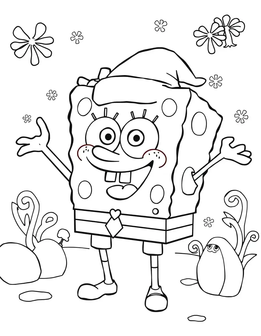 spongebob was very happy on christmas day