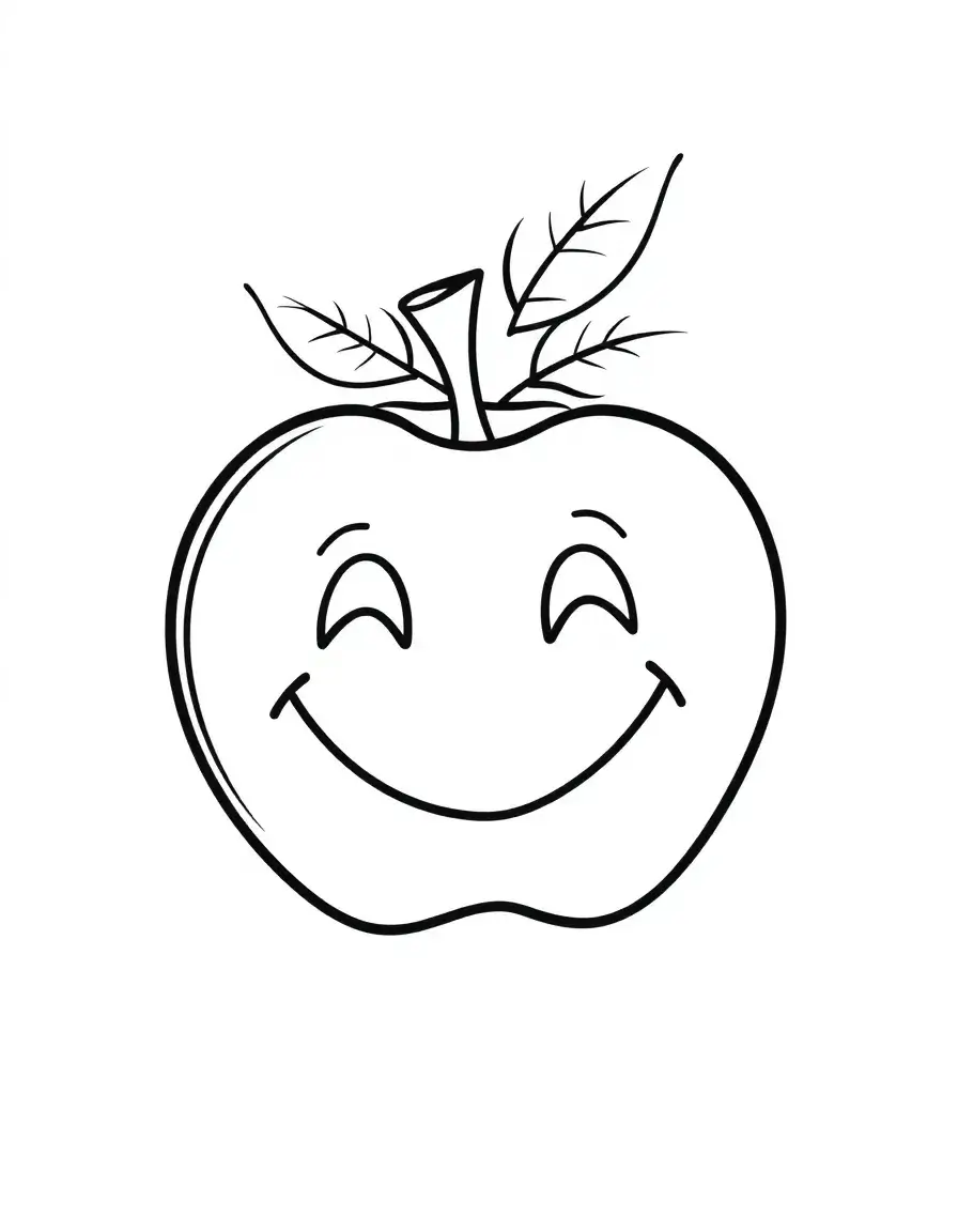 This apple has a smiley face on it and looks very happy.