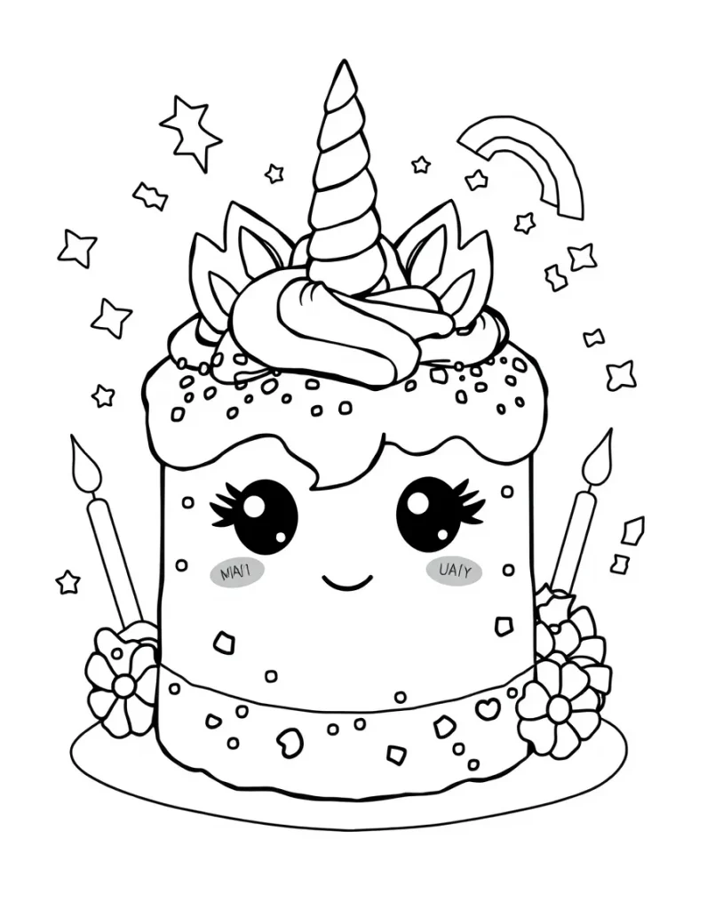 Unicorn Cake Coloring Pages