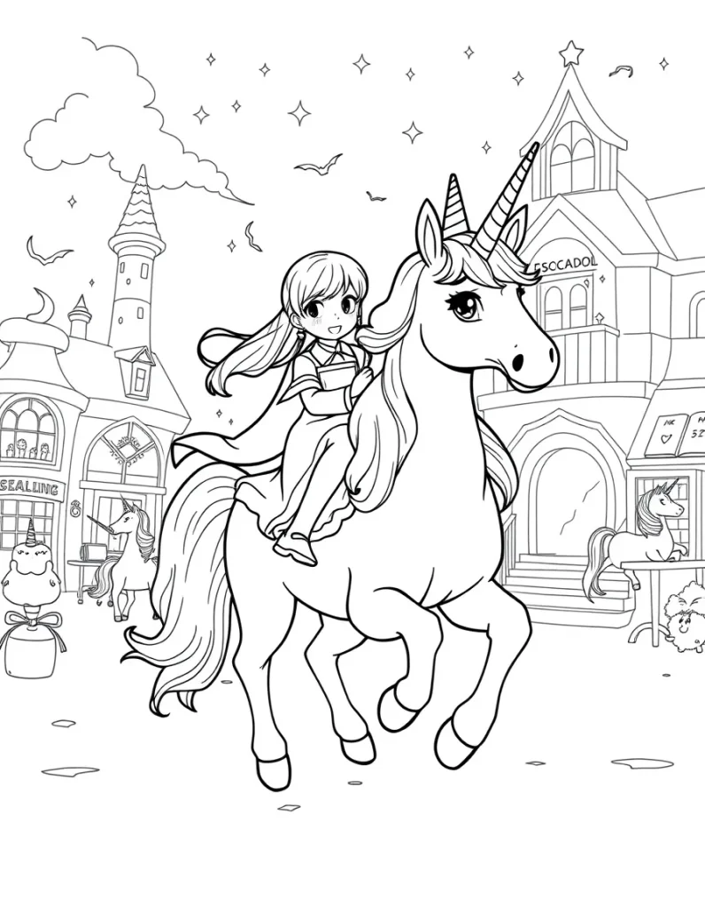 Unicorn Academy Coloring Pages