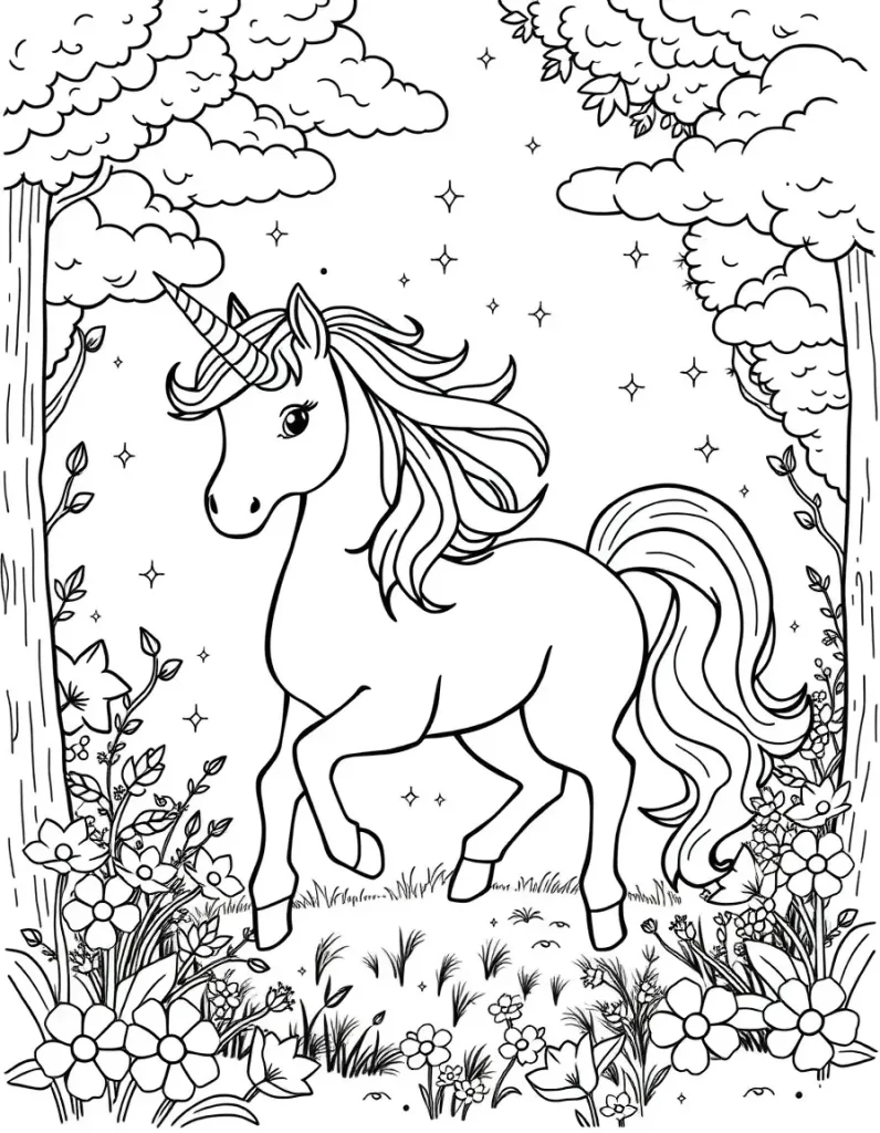 Default Style Unicorn Coloring Page
