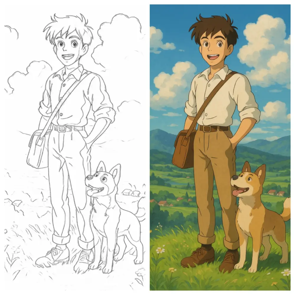 Transform sketch into Studio Ghibli style