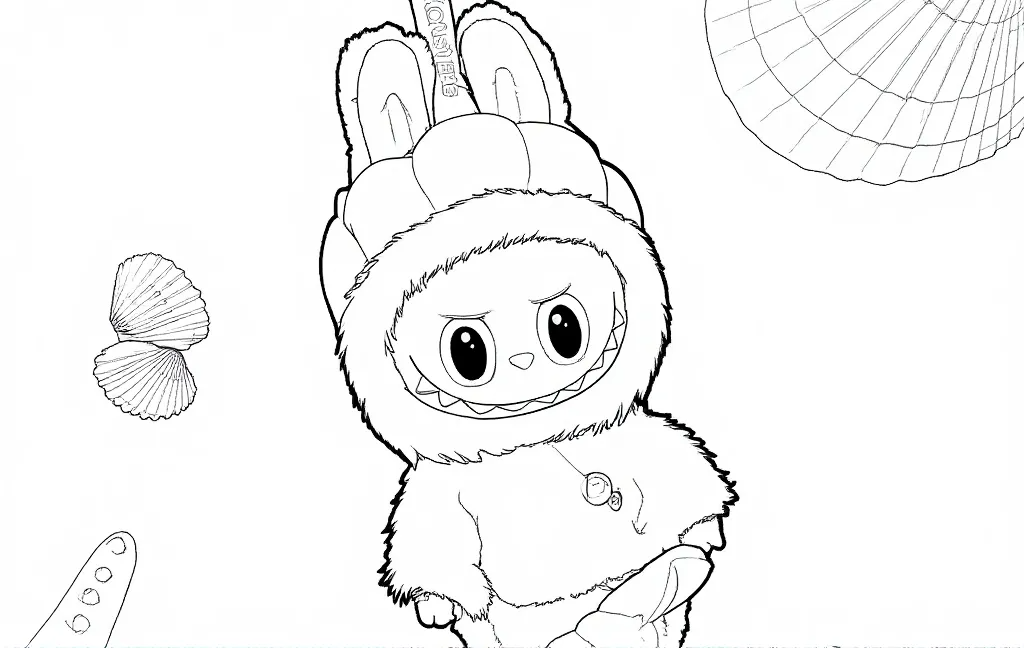 labubu coloring page made with Colorify AI