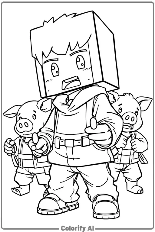 minicraft coloring page made by ColorifyAI
