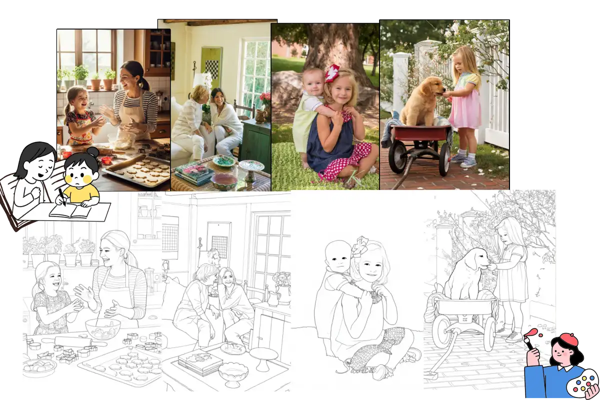 Transformez vos photos du quotidien en pages de coloriage amusantes