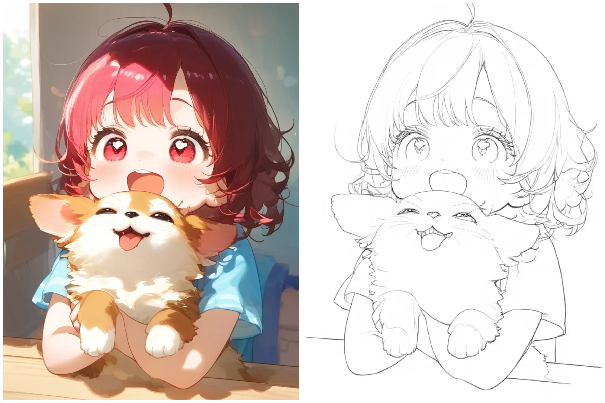 Personnage d’anime en dessin au trait