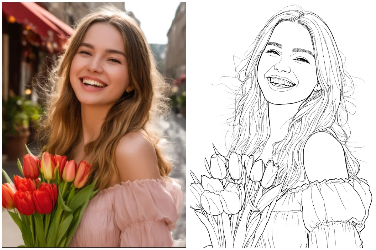 Photo de portrait en dessin au trait