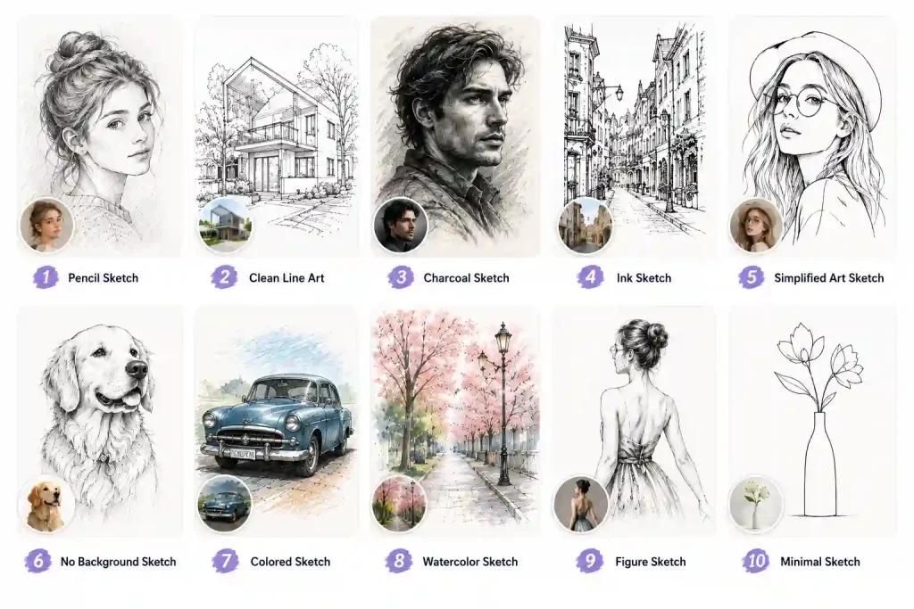 10 AI photo to sketch styles