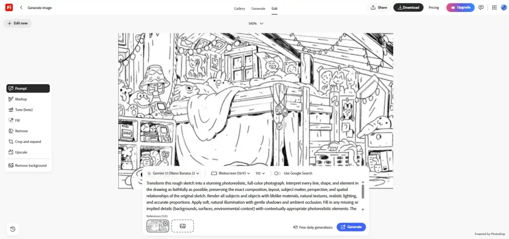 Adobe Firefly sketch to image playground