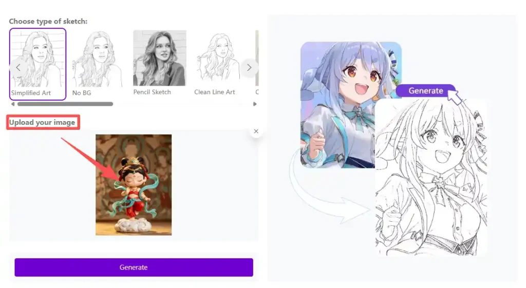 Uploading a photo to convert to sketch online