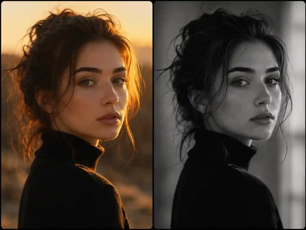 black and white portrait expression lighting