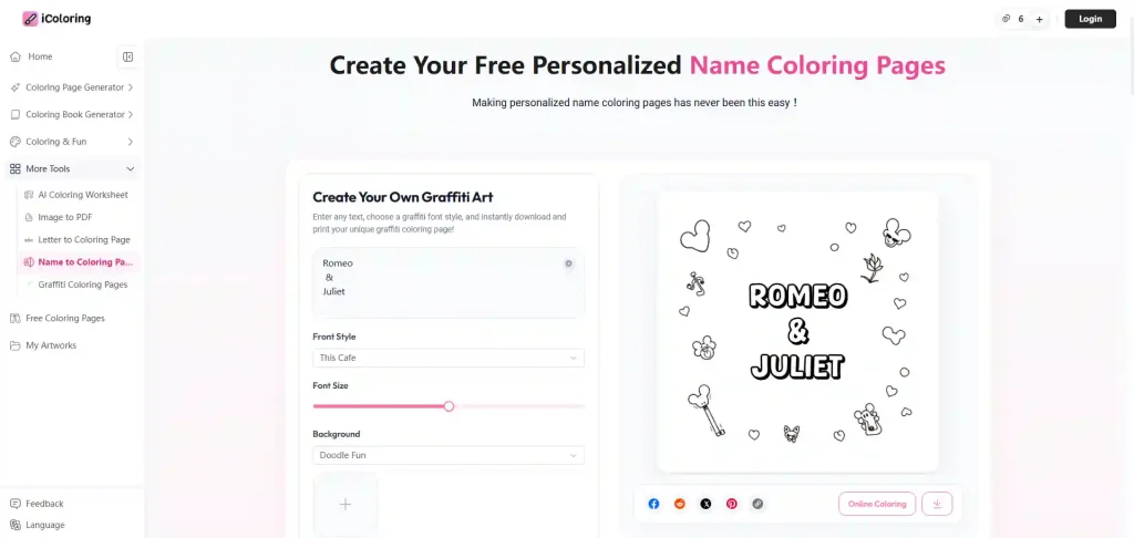 icoloring name coloring pages playground