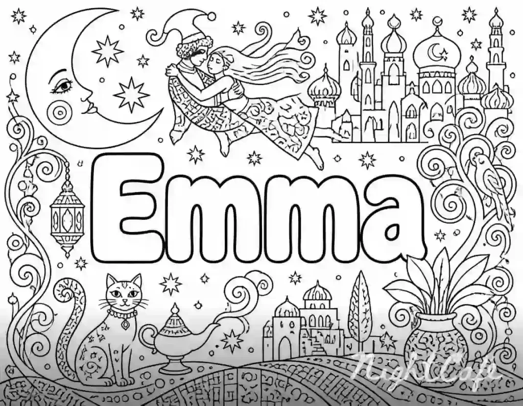 nightcafe name coloring page result